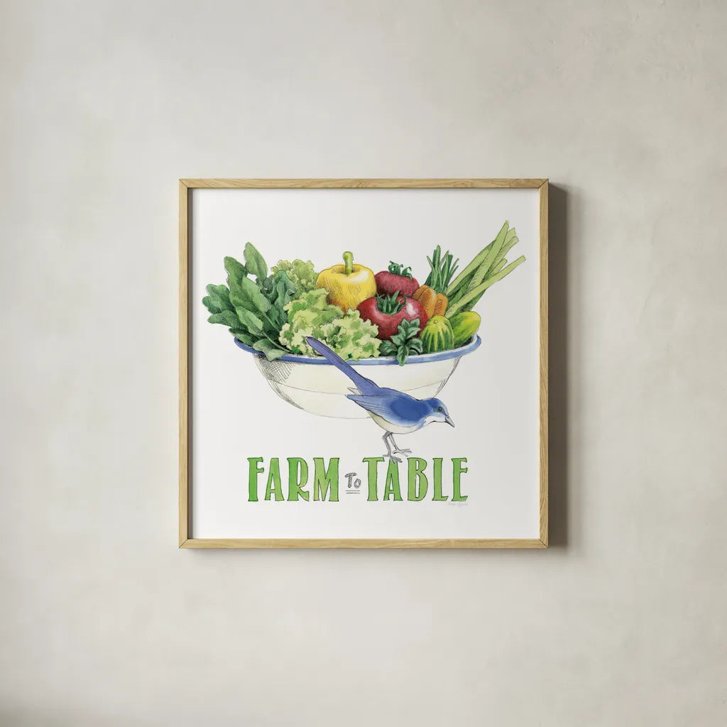 Fresh From The Garden IV by Beth Grove. Shown in a natural wood glass frame for a timeless modern aesthetic. Available as an archival giclee rolled canvas, fine art paper, or poster print. SKU 31980a.