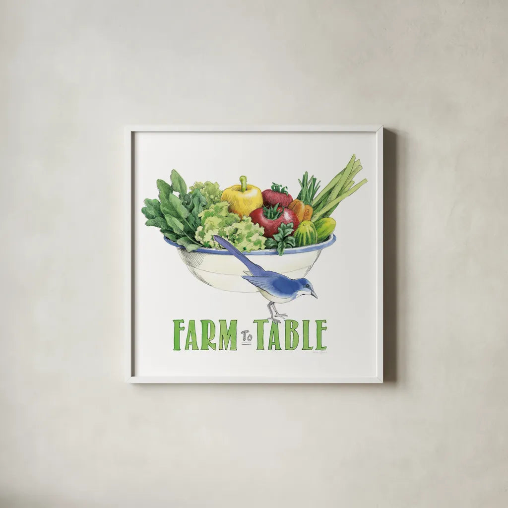 Fresh From The Garden IV by Beth Grove. Shown in a crisp white glass frame for a clean and minimalist style. Available as an archival giclee rolled canvas, fine art paper, or poster print. SKU 31980a.