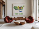 Fresh From The Garden IV by Beth Grove. Shown as extra-large giant wall art in a modern living room. Available as an archival giclee rolled canvas, fine art paper, or poster print. SKU 31980a.