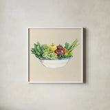 Fresh From The Garden IV Cream by Beth Grove. Shown in a crisp white glass frame for a clean and minimalist style. Available as an archival giclee rolled canvas, fine art paper, or poster print. SKU 68117a.