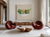 Fresh From The Garden IV Cream by Beth Grove. Shown as extra-large giant wall art in a modern living room. Available as an archival giclee rolled canvas, fine art paper, or poster print. SKU 68117a.