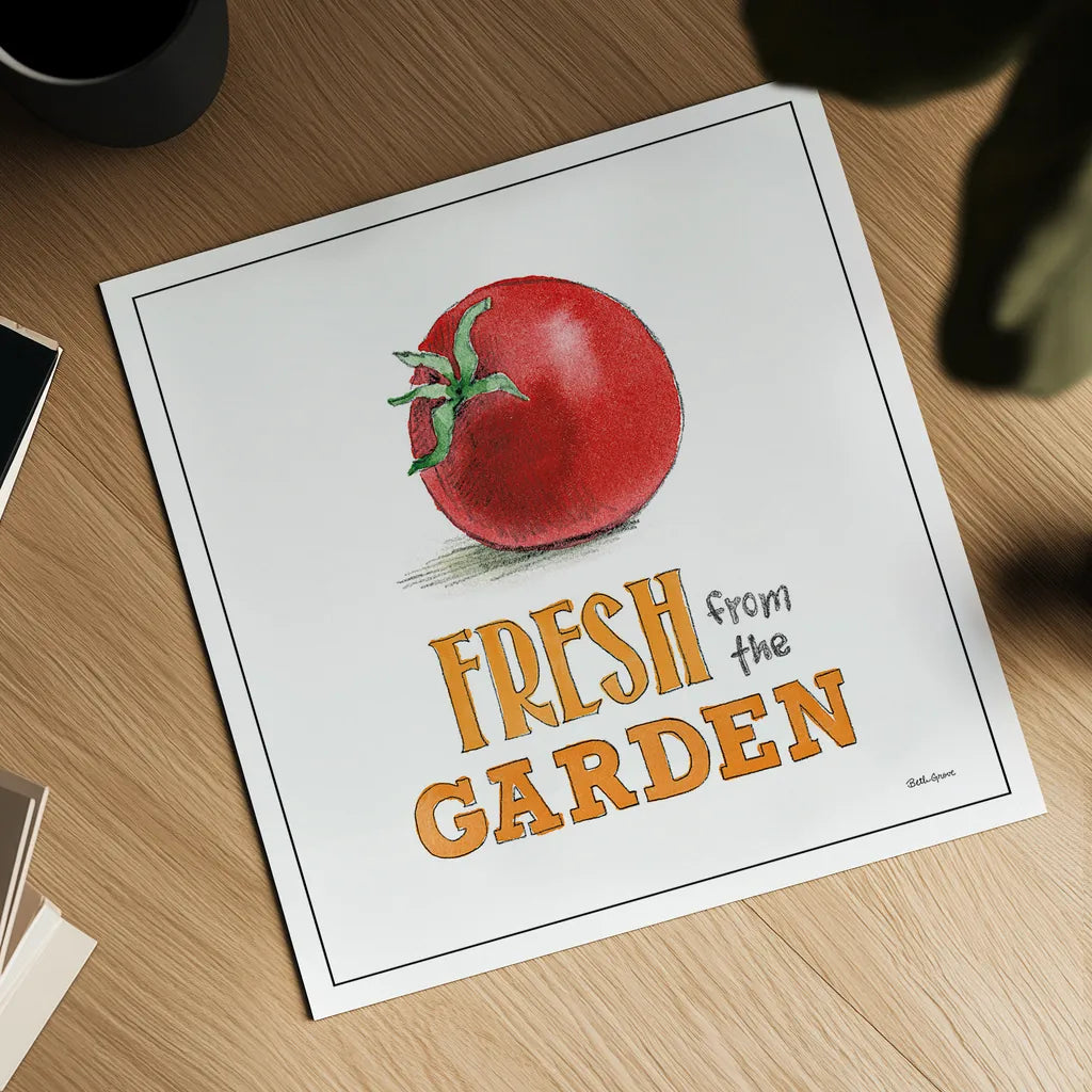 Fresh From the Garden V No Border Sq by Beth Grove. Shown as a detailed flat fine art print, highlighting archival giclee quality. Available as an archival giclee rolled canvas, fine art paper, or poster print. SKU 32411a.