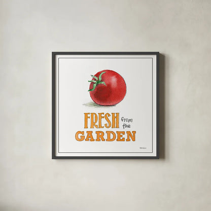 Fresh From the Garden V No Border Sq by Beth Grove. Shown in a sleek black glass frame for a contemporary gallery look. Available as an archival giclee rolled canvas, fine art paper, or poster print. SKU 32411a.