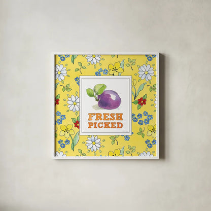 Fresh From the Garden VI by Beth Grove. Shown in a crisp white glass frame for a clean and minimalist style. Available as an archival giclee rolled canvas, fine art paper, or poster print. SKU 31982a.