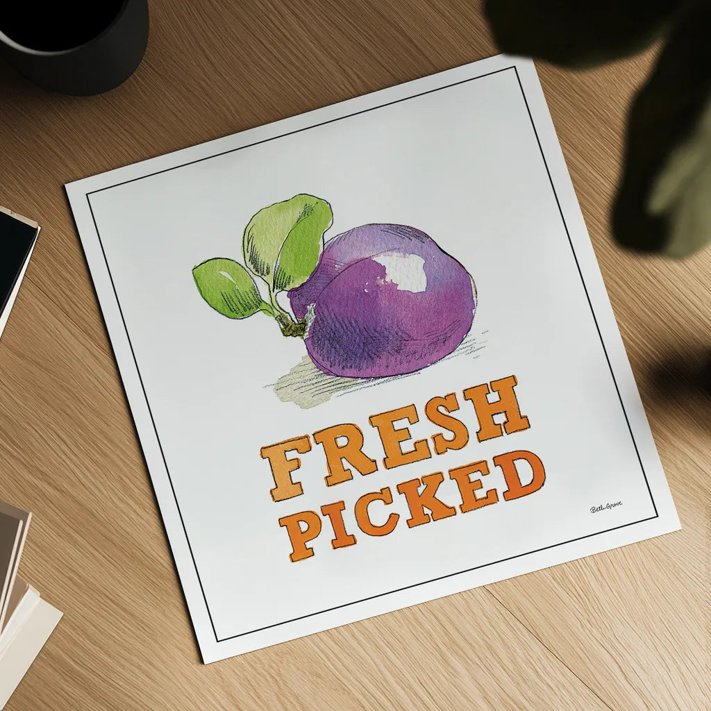 Fresh From the Garden VI No Border Sq by Beth Grove. Shown as a detailed flat fine art print, highlighting archival giclee quality. Available as an archival giclee rolled canvas, fine art paper, or poster print. SKU 32412a.