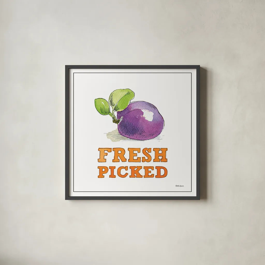 Fresh From the Garden VI No Border Sq by Beth Grove. Shown in a sleek black glass frame for a contemporary gallery look. Available as an archival giclee rolled canvas, fine art paper, or poster print. SKU 32412a.