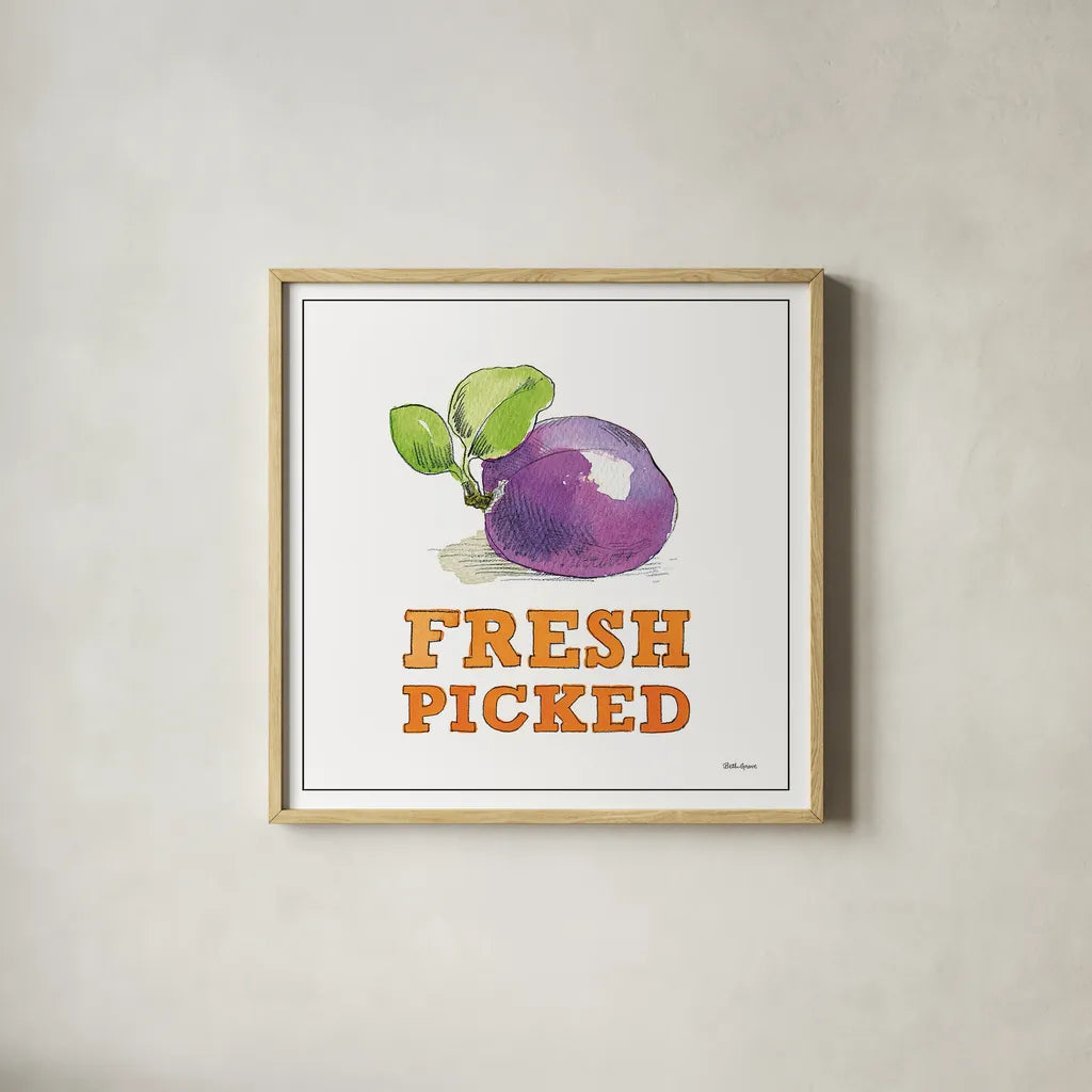 Fresh From the Garden VI No Border Sq by Beth Grove. Shown in a natural wood glass frame for a timeless modern aesthetic. Available as an archival giclee rolled canvas, fine art paper, or poster print. SKU 32412a.