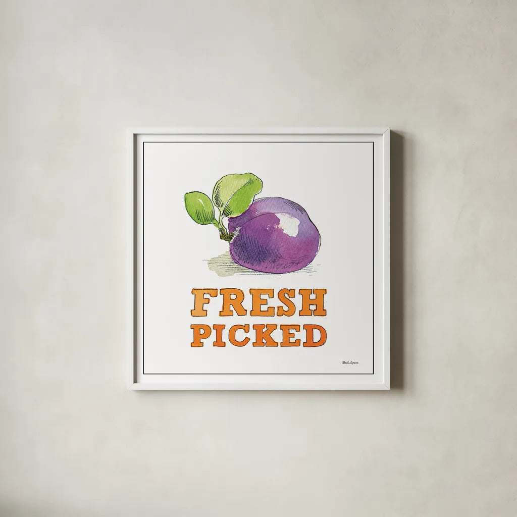 Fresh From the Garden VI No Border Sq by Beth Grove. Shown in a crisp white glass frame for a clean and minimalist style. Available as an archival giclee rolled canvas, fine art paper, or poster print. SKU 32412a.