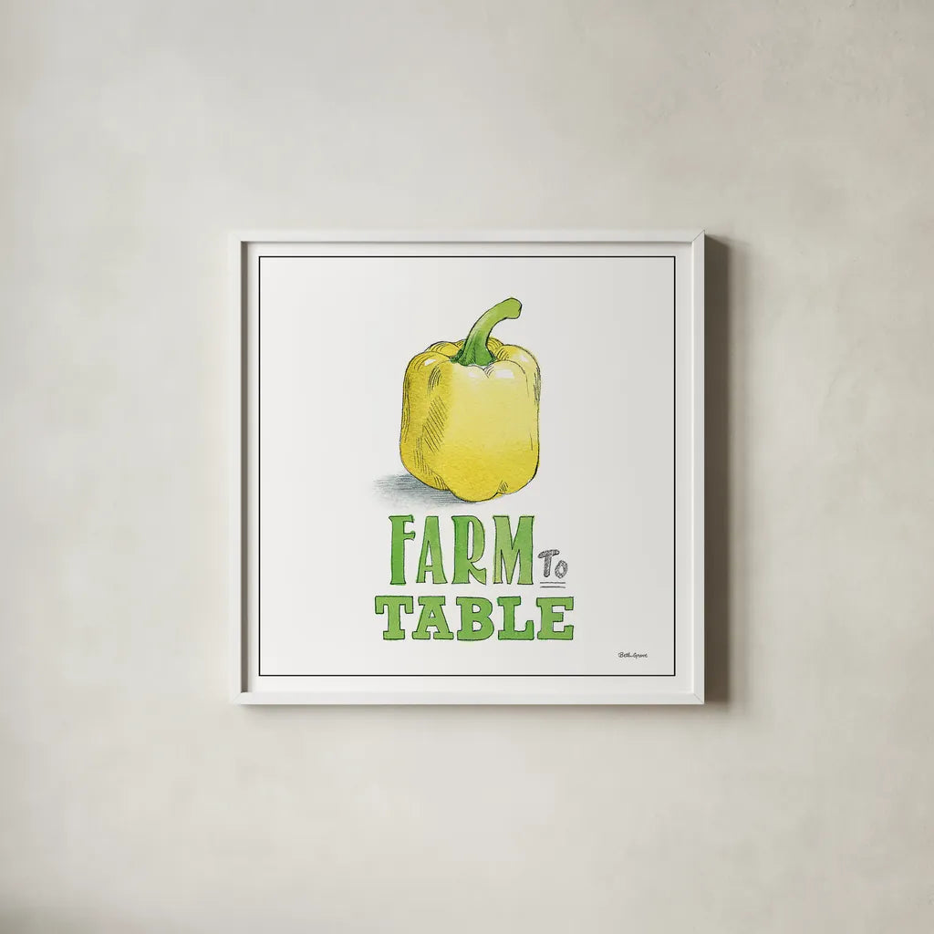 Fresh From the Garden VIII No Border Sq by Beth Grove. Shown in a crisp white glass frame for a clean and minimalist style. Available as an archival giclee rolled canvas, fine art paper, or poster print. SKU 32414a.