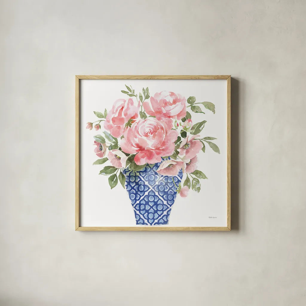 From the East II No Words White by Beth Grove. Shown in a natural wood glass frame for a timeless modern aesthetic. Available as an archival giclee rolled canvas, fine art paper, or poster print. SKU 93901a.