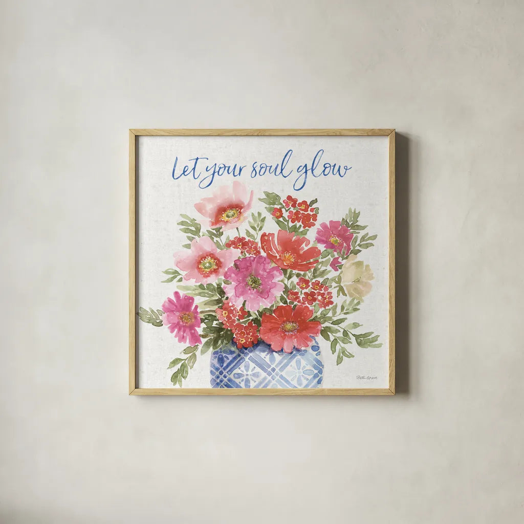 From the East III by Beth Grove. Shown in a natural wood glass frame for a timeless modern aesthetic. Available as an archival giclee rolled canvas, fine art paper, or poster print. SKU 64071a.