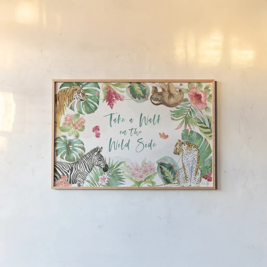 From the Jungle I by Beth Grove. shown as a paper print in a natural frame. Available as a archival giclee rolled canvas, fine art paper, or poster print. SKU 60698i.