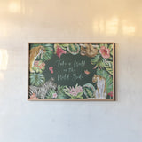 From the Jungle I Dark by Beth Grove. shown as a paper print in a natural frame. Available as a archival giclee rolled canvas, fine art paper, or poster print. SKU 61558i.
