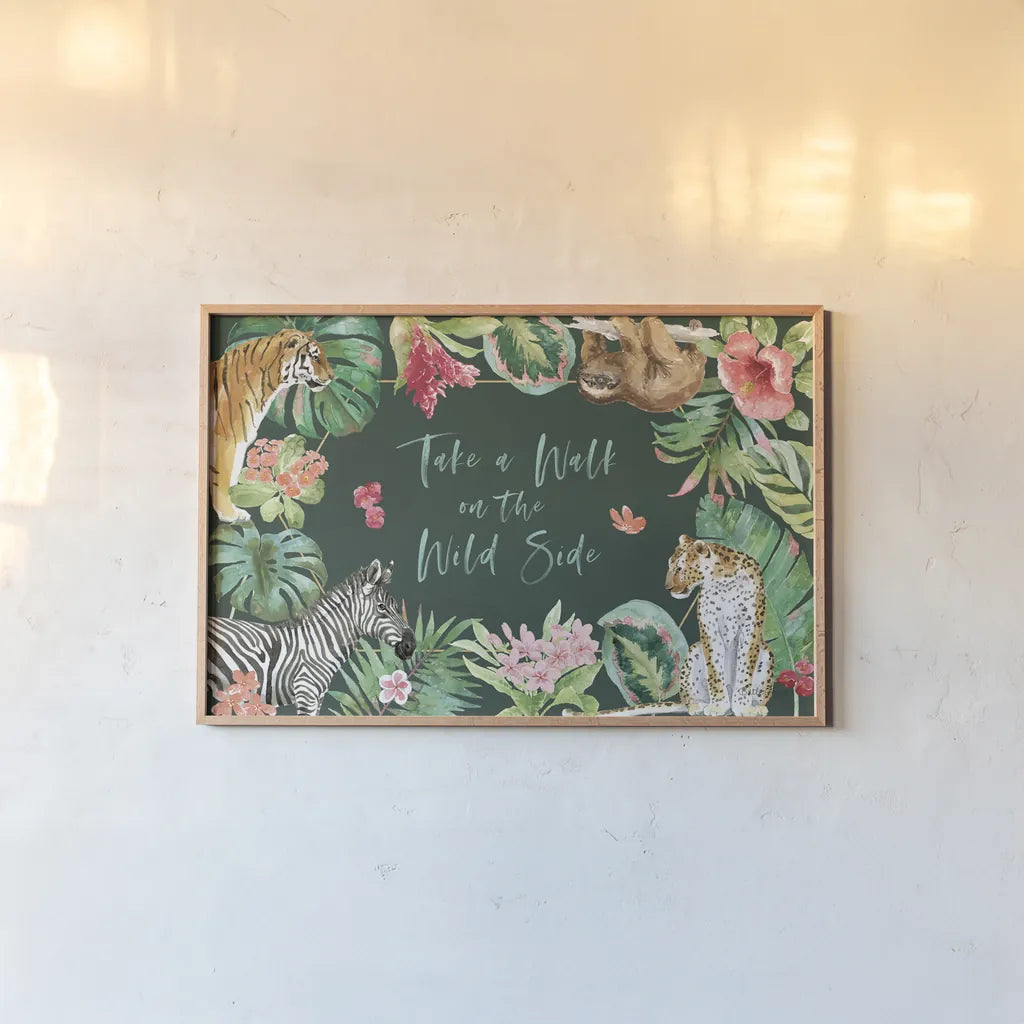 From the Jungle I Dark by Beth Grove. shown as a paper print in a natural frame. Available as a archival giclee rolled canvas, fine art paper, or poster print. SKU 61558i.