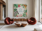 From the Jungle II by Beth Grove. Shown as extra-large giant wall art in a modern living room. Available as an archival giclee rolled canvas, fine art paper, or poster print. SKU 60699a.