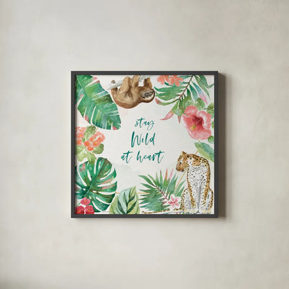 From the Jungle III by Beth Grove. Shown in a sleek black glass frame for a contemporary gallery look. Available as an archival giclee rolled canvas, fine art paper, or poster print. SKU 60700a.