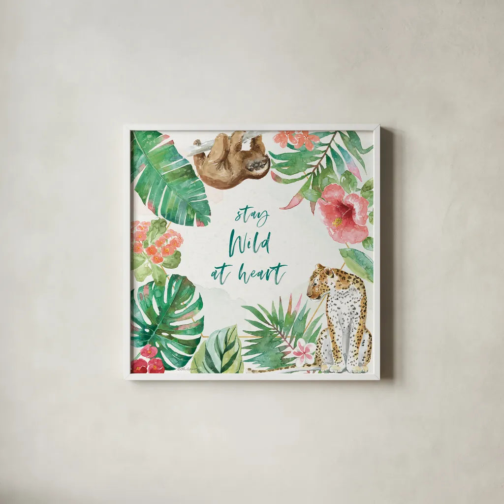 From the Jungle III by Beth Grove. Shown in a crisp white glass frame for a clean and minimalist style. Available as an archival giclee rolled canvas, fine art paper, or poster print. SKU 60700a.