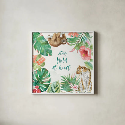 From the Jungle III by Beth Grove. Shown in a crisp white glass frame for a clean and minimalist style. Available as an archival giclee rolled canvas, fine art paper, or poster print. SKU 60700a.