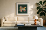 From the Jungle IV Dark by Beth Grove. Displayed in a glass frame with matte in a clean modern living room. Available as an archival giclee rolled canvas, fine art paper, or poster print. SKU 61561a.