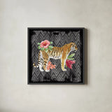 From the Jungle IV Grey by Beth Grove. Shown in a sleek black glass frame for a contemporary gallery look. Available as an archival giclee rolled canvas, fine art paper, or poster print. SKU 61840a.