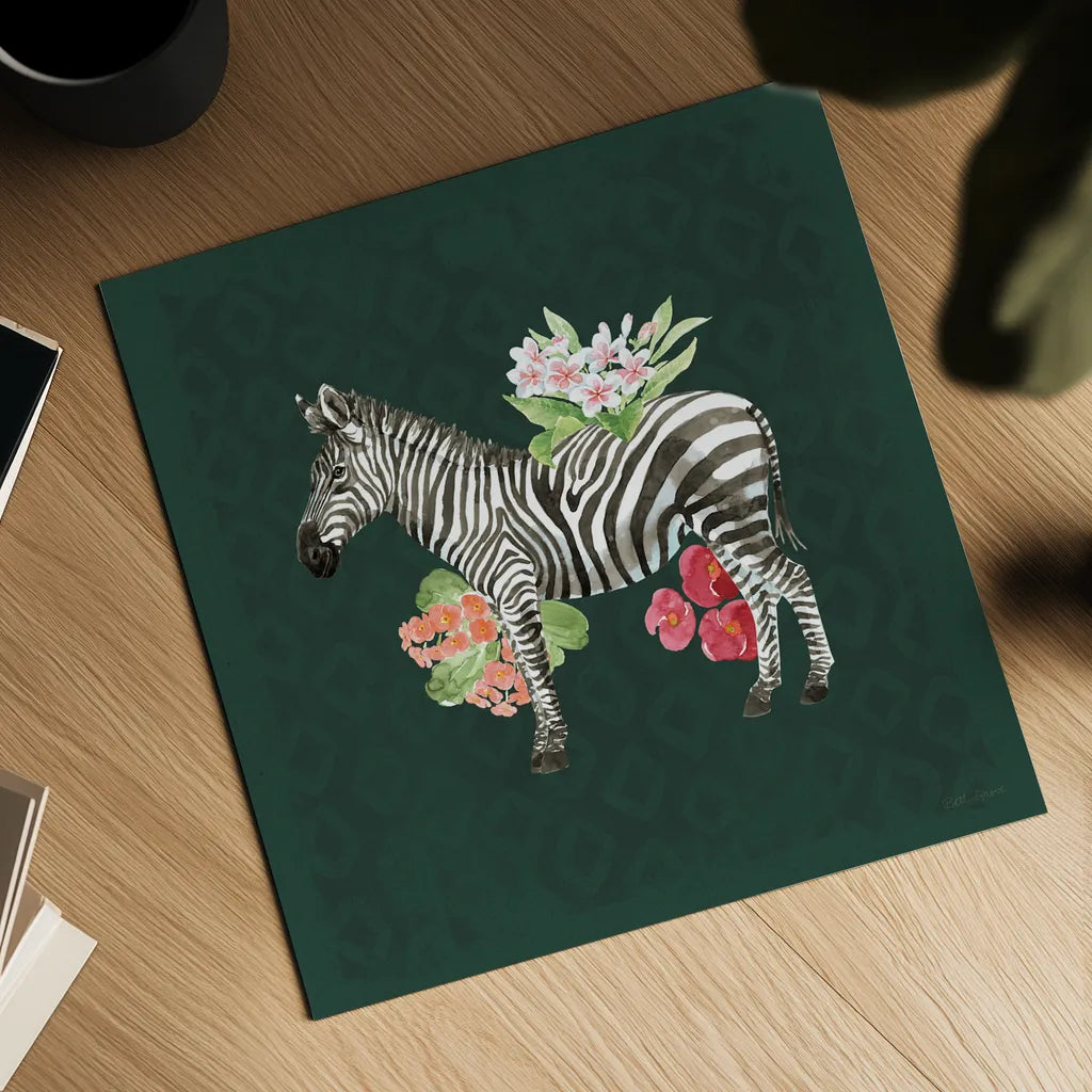 From the Jungle V Dark by Beth Grove. Shown as a detailed flat fine art print, highlighting archival giclee quality. Available as an archival giclee rolled canvas, fine art paper, or poster print. SKU 61562a.