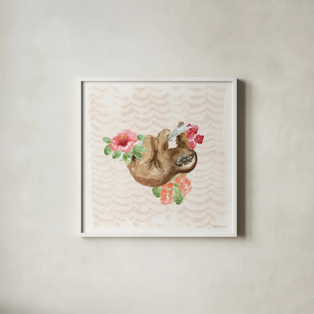 From the Jungle VI by Beth Grove. Shown in a crisp white glass frame for a clean and minimalist style. Available as an archival giclee rolled canvas, fine art paper, or poster print. SKU 60703a.