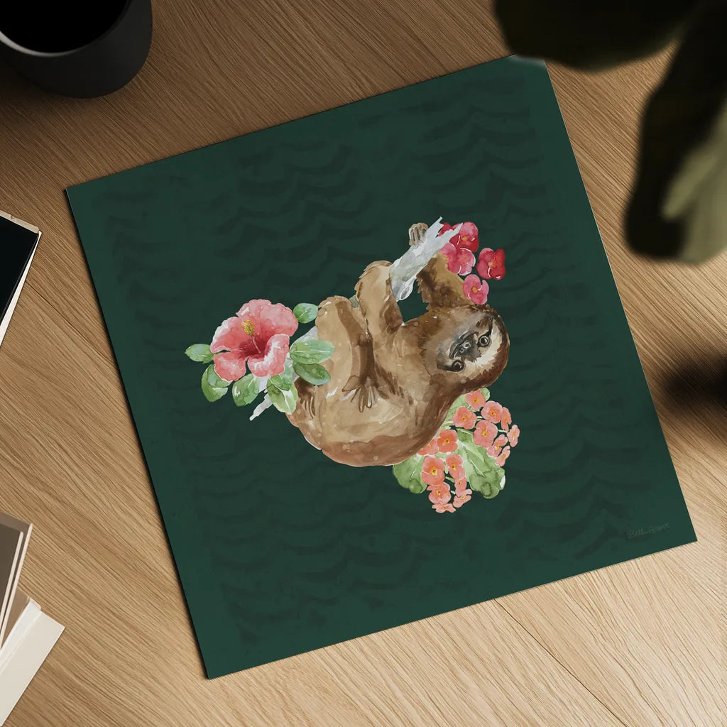 From the Jungle VI Dark by Beth Grove. Shown as a detailed flat fine art print, highlighting archival giclee quality. Available as an archival giclee rolled canvas, fine art paper, or poster print. SKU 61563a.