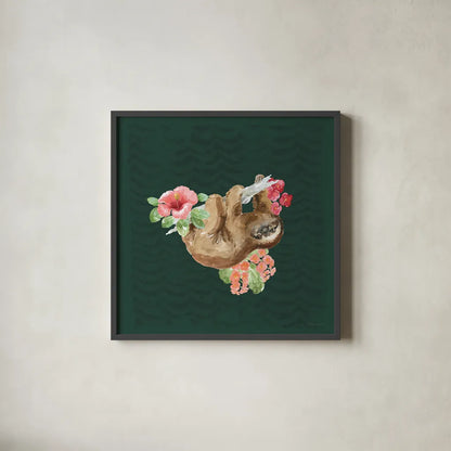 From the Jungle VI Dark by Beth Grove. Shown in a sleek black glass frame for a contemporary gallery look. Available as an archival giclee rolled canvas, fine art paper, or poster print. SKU 61563a.