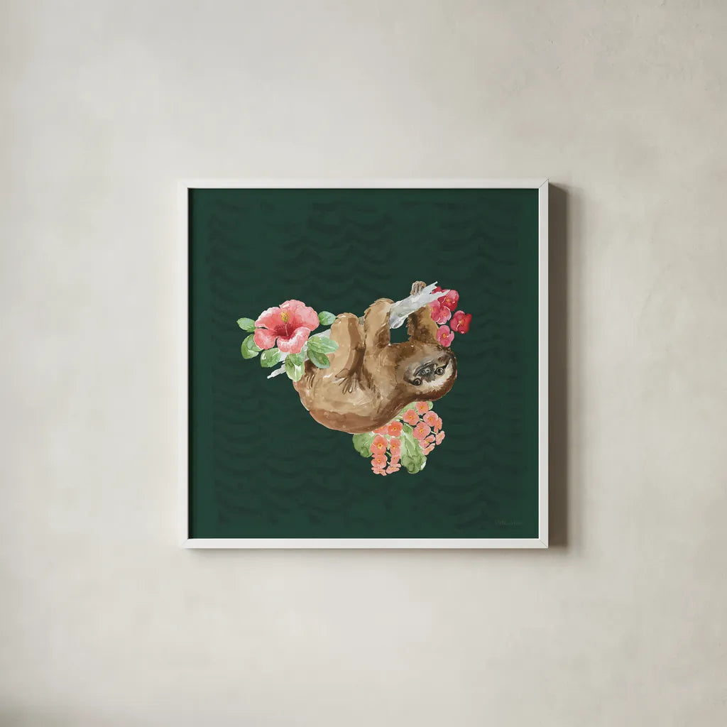 From the Jungle VI Dark by Beth Grove. Shown in a crisp white glass frame for a clean and minimalist style. Available as an archival giclee rolled canvas, fine art paper, or poster print. SKU 61563a.