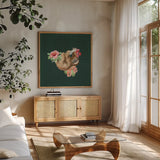 From the Jungle VI Dark by Beth Grove. Shown in a natural wood frame in a cozy modern living room. Available as an archival giclee rolled canvas, fine art paper, or poster print. SKU 61563a.