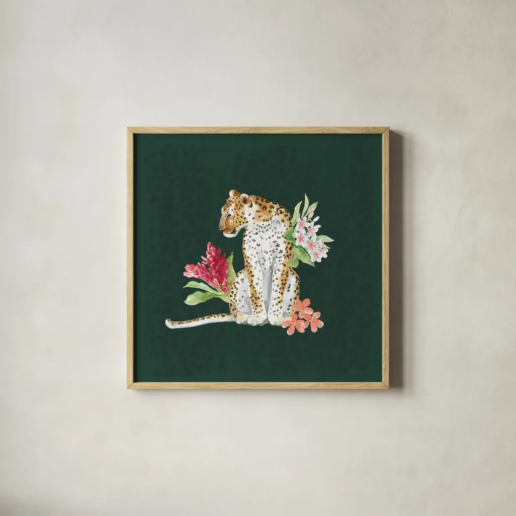 From the Jungle VII Dark by Beth Grove. Shown in a natural wood glass frame for a timeless modern aesthetic. Available as an archival giclee rolled canvas, fine art paper, or poster print. SKU 61564a.