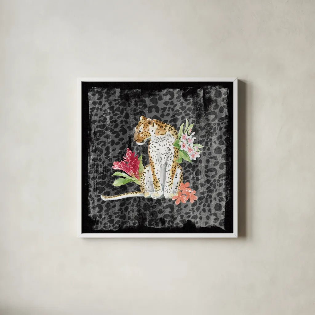 From the Jungle VII Grey by Beth Grove. Shown in a crisp white glass frame for a clean and minimalist style. Available as an archival giclee rolled canvas, fine art paper, or poster print. SKU 61841a.