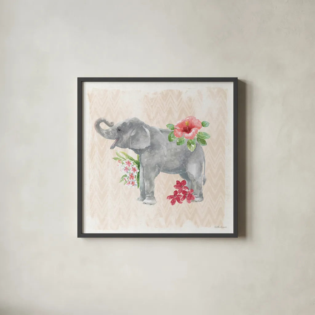 From the Jungle XII by Beth Grove. Shown in a sleek black glass frame for a contemporary gallery look. Available as an archival giclee rolled canvas, fine art paper, or poster print. SKU 61722a.