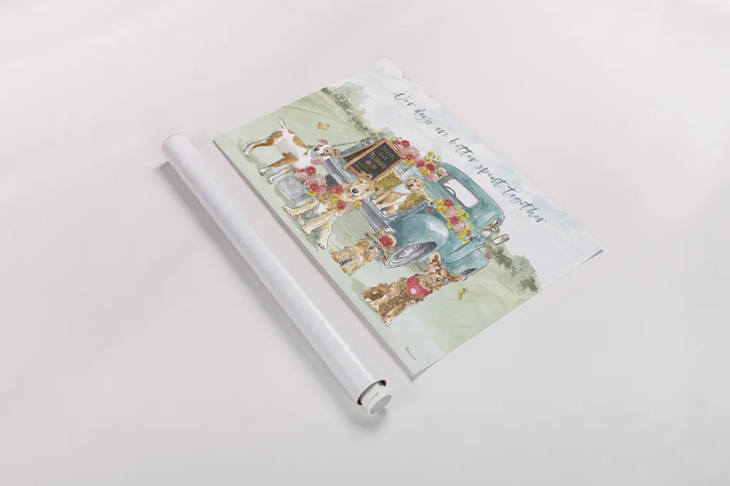 Furry Pals I by Beth Grove. shown as a rolled paper print. Available as archival giclee rolled canvas, fine art paper, or poster print. SKU 63422i.