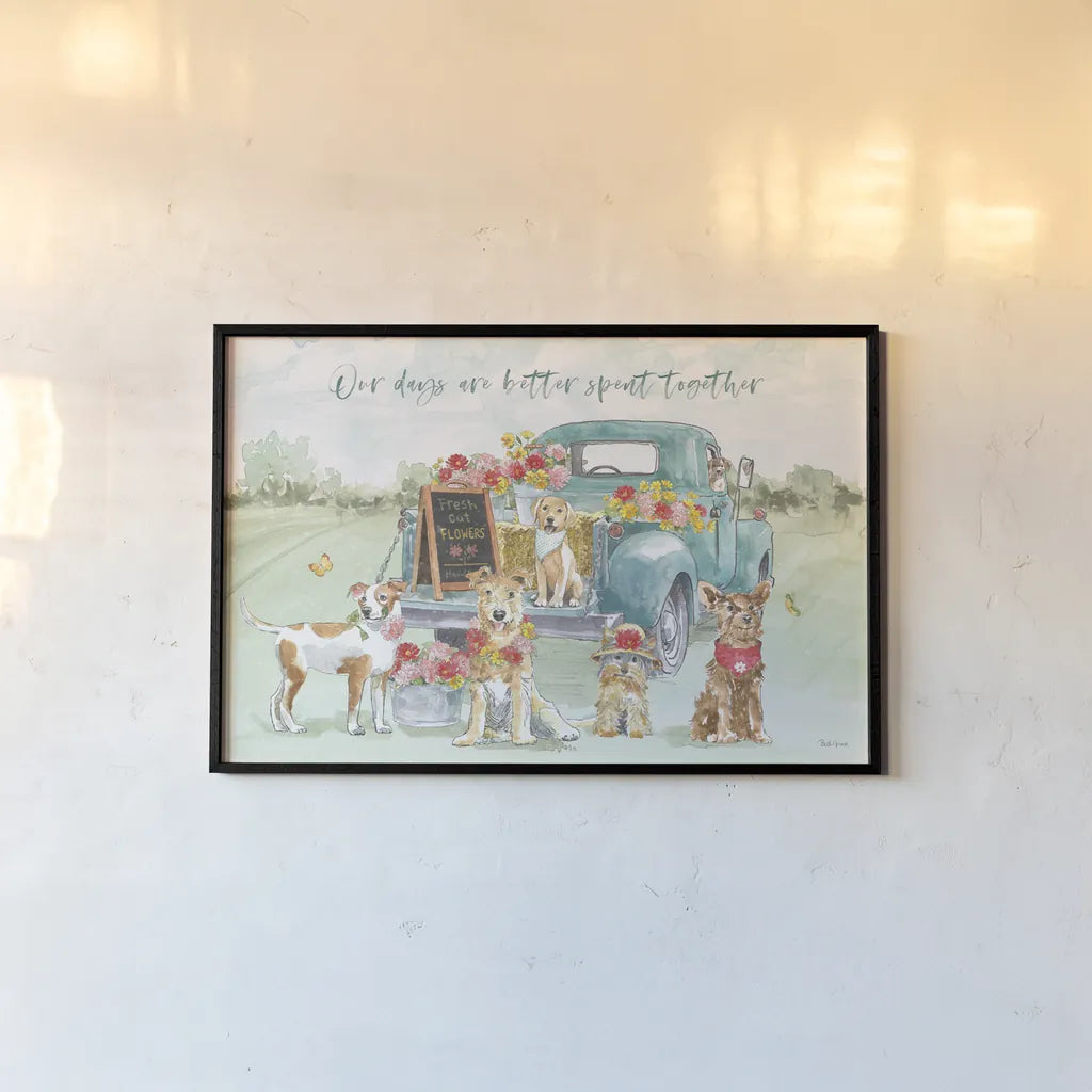 Furry Pals I by Beth Grove. shown as a paper print in a black flame. Available as a archival giclee rolled canvas, fine art paper, or poster print. SKU 63422i.