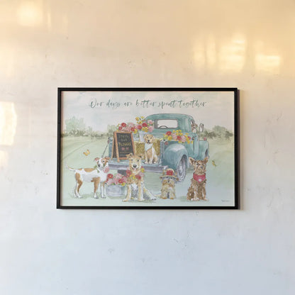 Furry Pals I by Beth Grove. shown as a paper print in a black flame. Available as a archival giclee rolled canvas, fine art paper, or poster print. SKU 63422i.