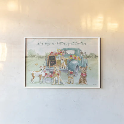 Furry Pals I by Beth Grove. shown as a paper print in a white frame. Available as a archival giclee rolled canvas, fine art paper, or poster print. SKU 63422i.