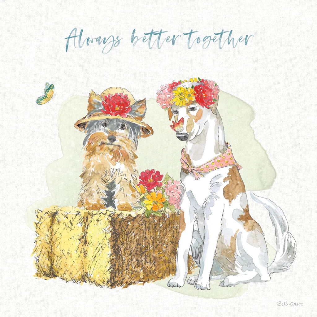 Furry Pals III by Beth Grove. SKU 63424a. Archival Giclee Fine art print for wall decor.