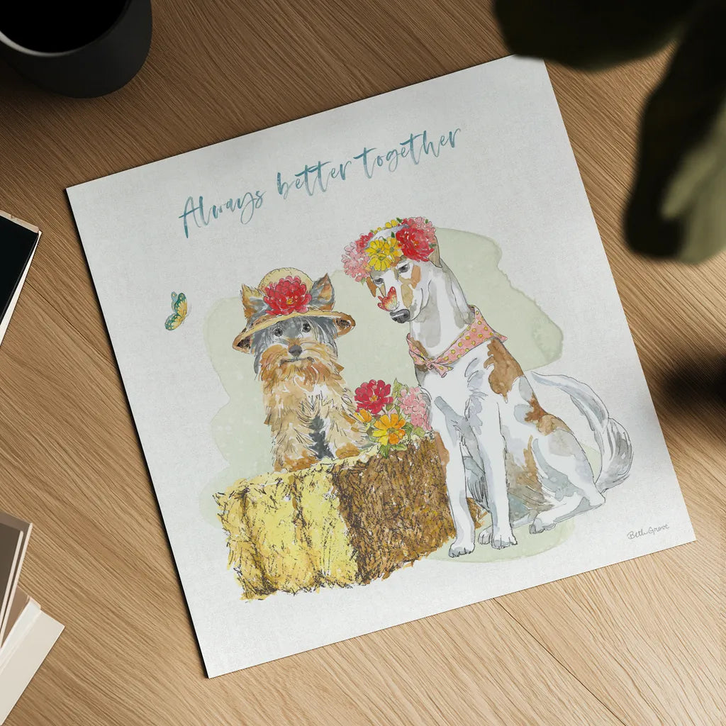 Furry Pals III by Beth Grove. Shown as a detailed flat fine art print, highlighting archival giclee quality. Available as an archival giclee rolled canvas, fine art paper, or poster print. SKU 63424a.