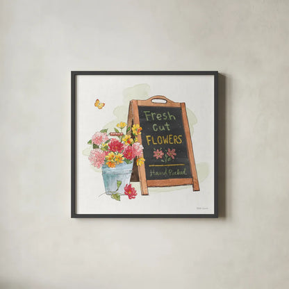 Furry Pals VI by Beth Grove. Shown in a sleek black glass frame for a contemporary gallery look. Available as an archival giclee rolled canvas, fine art paper, or poster print. SKU 63427a.