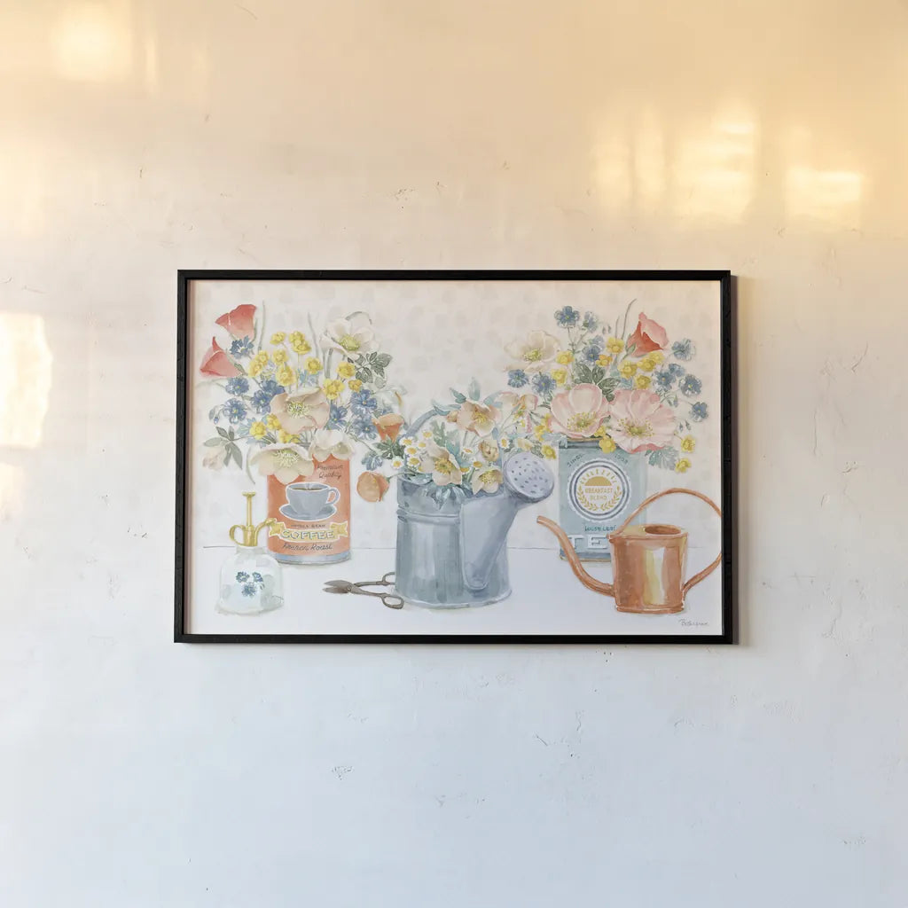 Gardenscape I by Beth Grove. shown as a paper print in a black flame. Available as a archival giclee rolled canvas, fine art paper, or poster print. SKU 73500i.