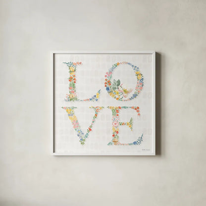 Gardenscape IX by Beth Grove. Shown in a crisp white glass frame for a clean and minimalist style. Available as an archival giclee rolled canvas, fine art paper, or poster print. SKU 73508a.