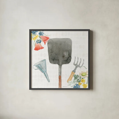 Gardenscape V by Beth Grove. Shown in a sleek black glass frame for a contemporary gallery look. Available as an archival giclee rolled canvas, fine art paper, or poster print. SKU 73504a.