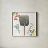 Gardenscape V by Beth Grove. Shown in a crisp white glass frame for a clean and minimalist style. Available as an archival giclee rolled canvas, fine art paper, or poster print. SKU 73504a.