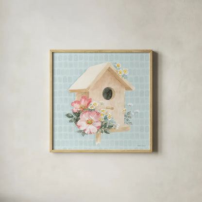 Gardenscape X by Beth Grove. Shown in a natural wood glass frame for a timeless modern aesthetic. Available as an archival giclee rolled canvas, fine art paper, or poster print. SKU 73509a.