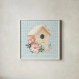 Gardenscape X by Beth Grove. Shown in a crisp white glass frame for a clean and minimalist style. Available as an archival giclee rolled canvas, fine art paper, or poster print. SKU 73509a.