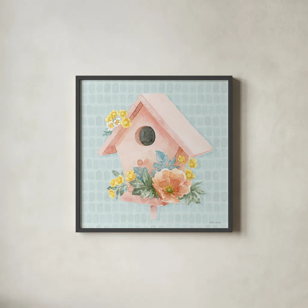 Gardenscape XI by Beth Grove. Shown in a sleek black glass frame for a contemporary gallery look. Available as an archival giclee rolled canvas, fine art paper, or poster print. SKU 73510a.