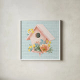 Gardenscape XI by Beth Grove. Shown in a crisp white glass frame for a clean and minimalist style. Available as an archival giclee rolled canvas, fine art paper, or poster print. SKU 73510a.