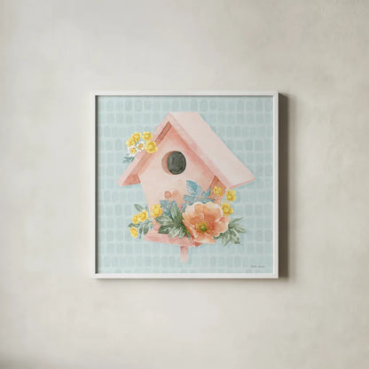 Gardenscape XI by Beth Grove. Shown in a crisp white glass frame for a clean and minimalist style. Available as an archival giclee rolled canvas, fine art paper, or poster print. SKU 73510a.