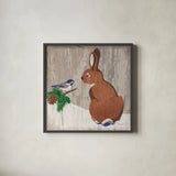 Gentle Critters Bunny by Beth Grove. Shown in a sleek black glass frame for a contemporary gallery look. Available as an archival giclee rolled canvas, fine art paper, or poster print. SKU 44448a.